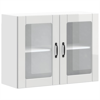 vidaXL Küchen-Hängeschrank mit Glastür Lucca Hochglanz-Weiß Holzwerkstoff 853849