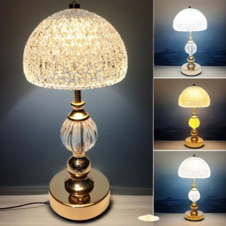 Luckice LED Nachttischlampe Moderne LED Tischlampe–Nachtlicht Nachttischlampe, 2000-mAh-Batterie, dreifarbige Lichtänderung, stufenlose Dimmung, stilvolle Tischleuchte mit einstellbarer Helligkeit & Warmweiß für Schreibtisch, Schlafzimmer, Wohnzimmer s...