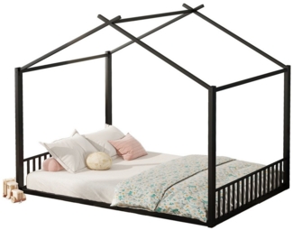 Ulife Hausbett Metallbett Flachbett Kinderbett mit Lattenrost (Ohne Matratze, 1-tlg, Ohne Matratze), 140 X200cm