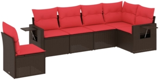 vidaXL 6-teiliges Gartensofa-Set mit Kissen, braun, Polyrattan 3220233