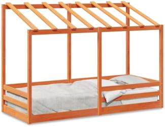 vidaXL Kinderbett mit Dach Wachsbraun 75x190 cm Massivholz Kiefer 847011