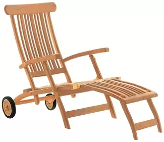 deVries Deckchair "FLORES" aus Teakholz (Premium) mehrfach verstellbar, mit Rädern Größe 61 x 155 x