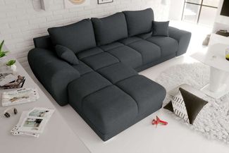 99rooms Antalya Ecksofa Cordstoff POSO Graphit Rechts mit Schlaffunktion