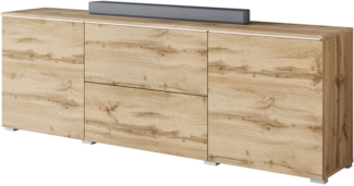 TV-Lowboard Doppo 180 (Farbe: Wotan, mit weißer LED Beleuchtung)