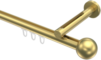 Innenlauf-Gardinenstangen-Set Siteno Luino 100 cm, 1-läufig, 20 mm Ø Messing-Optik