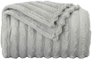 Überwurfdecke, Wohndecke Grau 240x220 cm Fleece