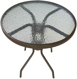 Gartentisch Ibiza Balkontisch Bistrotisch Ø60x70 cm rund braun Metall/Glas
