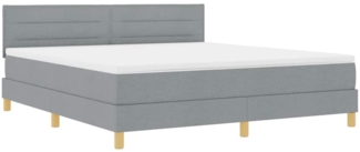 vidaXL LED Boxspringbett mit Matratze Hellgrau 180x200 cm Stoff 3342380