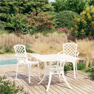 vidaXL 3-tlg. Bistro-Set Aluminiumguss Weiß 3070588