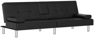 vidaXL Schlafsofa mit Getränkehaltern Schwarz Kunstleder 351926