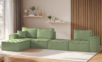 Ecksofa Modulsofa 4-teilig SANDE XL Stoff Alpine Hellgrün Ottomane Links