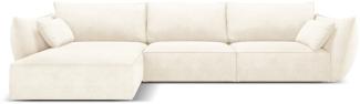 Micadoni 4-Sitzer Ecke links Sofa Kaelle | Bezug Light Beige | Beinfarbe Black Plastic