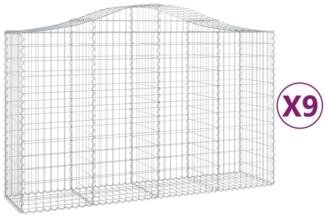 vidaXL Gabionen mit Hochbogen 9 Stk. 200x50x120/140cm Verzinktes Eisen 3145668