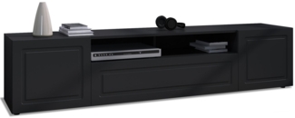 Möbelhandel Klipenstein Lowboard Rom, TV Kommode Fernsehtisch 181 cm, Landhausstil, Schwarz matt