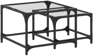 Couchtische, Sofatische 2 Stk. mit Glasplatte Transparent Stahl