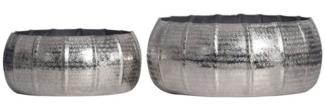 FINEBUY Blumentopf (Pflanzenkübel 2-teilig, Blumenkübel Pflanzgefäß), Blumenschale 2er Set Metall Silber Rund