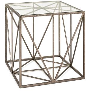 Beistelltisch in antikbronze aus Stahl, 8 mm Glas - 50x50x50cm (BxHxT)