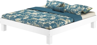 Waschweißes Doppelbett 200x200 Buche Holzbett mit wählbarem Zubehör V-60.87W-20ohne Zubehör