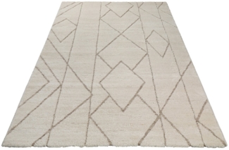 Wecon home Teppich Pelle, rechteckig, Höhe: 18 mm, Gewebt, Hoch-Tief, pflegeleicht, Rauten Muster, Scandi, Wohnzimmer