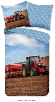 Good Morning Biber Bettwäsche 135 X 200 cm + 1 x 80 X 80 cm Tractor bunt