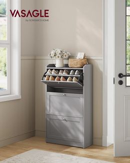 VASAGLE Schuhschrank für bis zu 18 Paar Schuhe, Flur, 24 x 60 x 108 cm