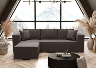 AX LIVING Braun Ecksofa mit Schlaffunktion L-Form Vinoria 255 cm Links