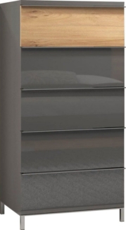 Places of Style Highboard Onyx, hohe Kommode mit 5 Schubladen, UV Lackierung Hochglanz (FSC®-zertifizierter Holzwerkstoff, Made in Europe), Schubkastenkommode mit Soft-Close-Funktion, Maße (B/T/H) 60/45/123cm