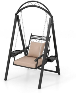 COSTWAY Hollywoodschaukel, mit Gestell, Kissen, Seitentischen, bis 160kg