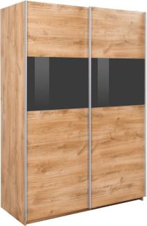 Schwebetürenschrank Bramfeld Kleiderschrank 135 x 64 x 198 cm plankeneiche Grauglas