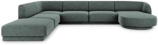 Micadoni 6-Sitzer Panorama Ecke links Sofa Miley | Beinfarbe Black Plastic, Petrol, Chenille