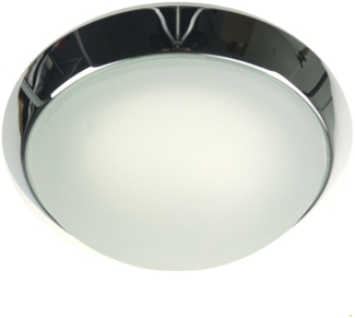 LED-Deckenleuchte rund, Glas satiniert mit Klarrand, Dekorring Chrom, Ø 40cm