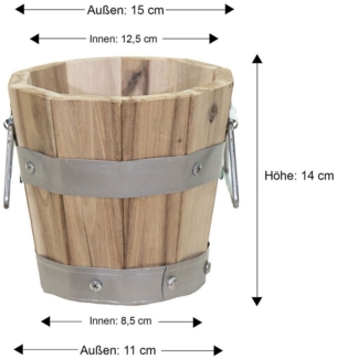 colourliving Pflanzkübel Pflanztopf rund mit Griffen, FSC Akazienholz, Blumenkästen aus Holz, integriertes Entwässerungsloch, metallverstärkte Konstruktion