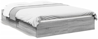 vidaXL Bettgestell mit Schubladen Grau Sonoma 135x190 cm Holzwerkstoff 3280697