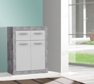 Kommode Sideboard Anrichte 83cm beton lichtgrau weiß