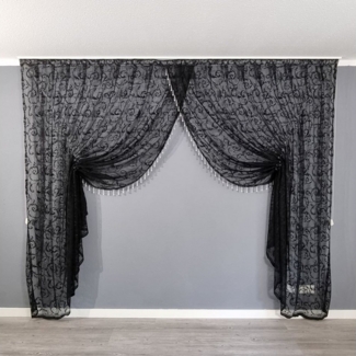 Gardinen by Justyna Gardine Kruvaze Schwarz, Kräuselband, Lichtschutz, Store,Perlengardine, Boncukluperde, Taslitül, Mechanismusgardine