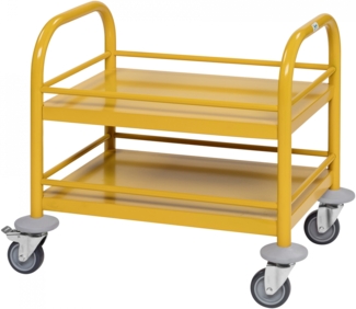 Kongamek Mini-Servierwagen 530x375x550mm 2 Etagen pulverbeschichtet in Gelb mit Bremse