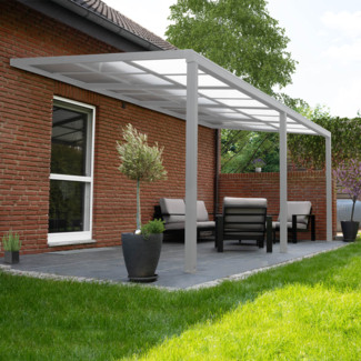 HOME DELUXE 'SOLIS DELUXE' Terrassenüberdachung, 579 x 295 x 233/272cm, weiß