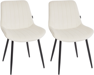 Esszimmerstuhl 2er Set DUBROVNIK Samtstoff Helles Beige