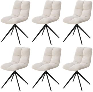 Juskys Drehstuhl Dallas 6er Set - Esszimmerstühle drehbar, Stoff Bezug - Stuhl bis 120 kg belastbar - Stühle Esszimmer, Esszimmerstuhl Cord Beige