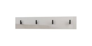 Vladon Garderobenpaneel Linea (Wandgarderobe, mit 4 Kleiderhaken), Sandgrau Hochglanz (72 x 14,5 x 3,5 cm)