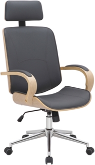 DELUKE® Bürostuhl Chefsessel KINGO - 118x70x70, Natur/Grau Kunstleder Metall Gestell ergonomische Bürostühle Homeoffice Stuhl mit Rollen