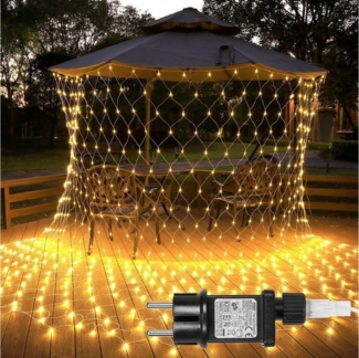 Rosnek LED-Lichternetz 31V, 8 Modi, Lichterkette Außen, Timer, für Weihnachtsfeier Deko, 2x3M/4x6M, Speicherfunktion