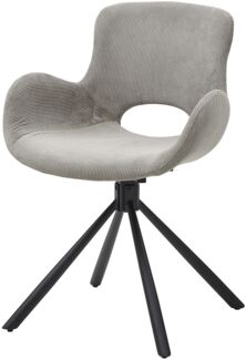 Armlehnstuhl >Anneli< (2er Set) drehbar, Cord grau, Gestell schwarz - 45x82x47,5 (BxHxT)