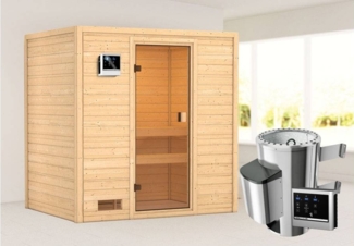 Karibu Sauna Selena + 3,6kW Plug&Play Ofen externe Steuerung