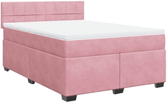 vidaXL Boxspringbett mit Matratze Rosa 160x200 cm Samt 3286359