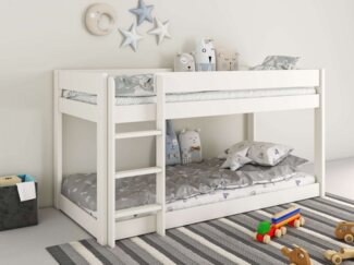 Lüttenhütt Kinderbett ROBIN,Bodenbett,Etagenbett,Leiter/Einstieg seitenverkehrt montierbar, Montessori Stil, zertifiziertes Massivholz