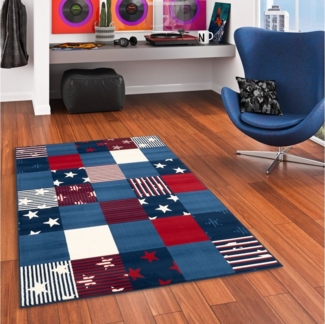 Pergamon Kinderteppich Kinder und Jugend Teppich Samba Karo Sterne, Rechteckig, Höhe: 6 mm