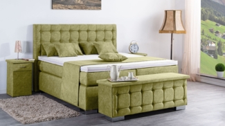 Meisterbetten Boxspringbett Lanz 100x200 in DS-Apfelgrün, Matratzenbezug Nano, Ergoflex-Topper