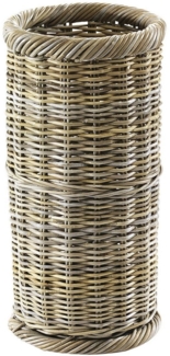 Kobolo Schirmständer Schirmhalter rund Rattan grau Handarbeit H: 56 cm