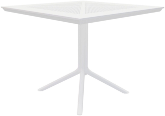 TPFLiving Beistelltisch Nuvio (Pflegeleicht und langlebig, Wetterfeste, UV-beständige Tischplatte aus Kunststoff), Maße (TxBxH): 80 x 80 x 74cm - Farbe: weiß